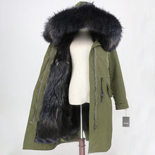 Load image into Gallery viewer, 2019 Real Fur Coat Winter Jacket Women Long Parka Waterproof Big Natural Raccoon Fur Collar Hood Thick Warm Real Fox Fur Liner