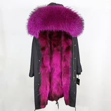 Load image into Gallery viewer, 2019 Real Fur Coat Winter Jacket Women Long Parka Waterproof Big Natural Raccoon Fur Collar Hood Thick Warm Real Fox Fur Liner