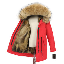 Load image into Gallery viewer, 2019 Real Fur Coat Winter Jacket Women Long Parka Waterproof Big Natural Raccoon Fur Collar Hood Thick Warm Real Fox Fur Liner