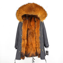Load image into Gallery viewer, 2019 Real Fur Coat Winter Jacket Women Long Parka Waterproof Big Natural Raccoon Fur Collar Hood Thick Warm Real Fox Fur Liner