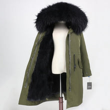 Load image into Gallery viewer, 2019 Real Fur Coat Winter Jacket Women Long Parka Waterproof Big Natural Raccoon Fur Collar Hood Thick Warm Real Fox Fur Liner
