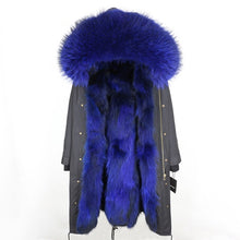 Load image into Gallery viewer, 2019 Real Fur Coat Winter Jacket Women Long Parka Waterproof Big Natural Raccoon Fur Collar Hood Thick Warm Real Fox Fur Liner