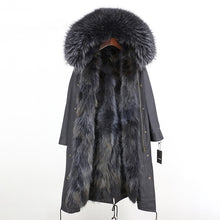 Load image into Gallery viewer, 2019 Real Fur Coat Winter Jacket Women Long Parka Waterproof Big Natural Raccoon Fur Collar Hood Thick Warm Real Fox Fur Liner